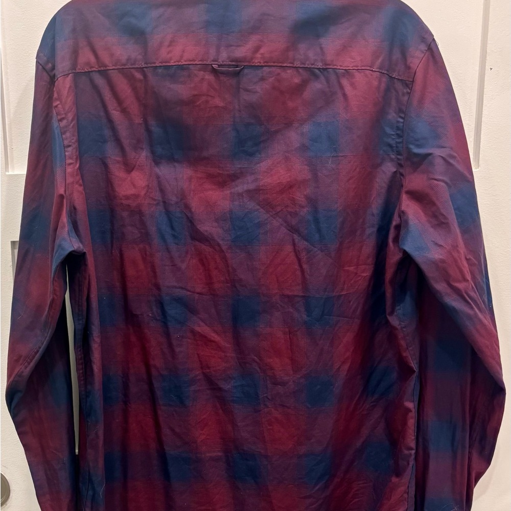 Nordstrom Men's Burgundy and Navy Plaid Shirt - Picture 3 of 3